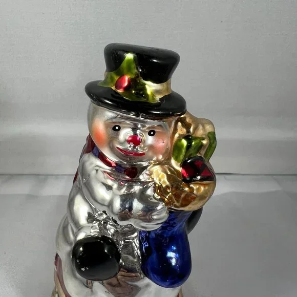 Vintage Hand-Painted Ceramic Snowman Bell Figurine - Picture 3 of 6